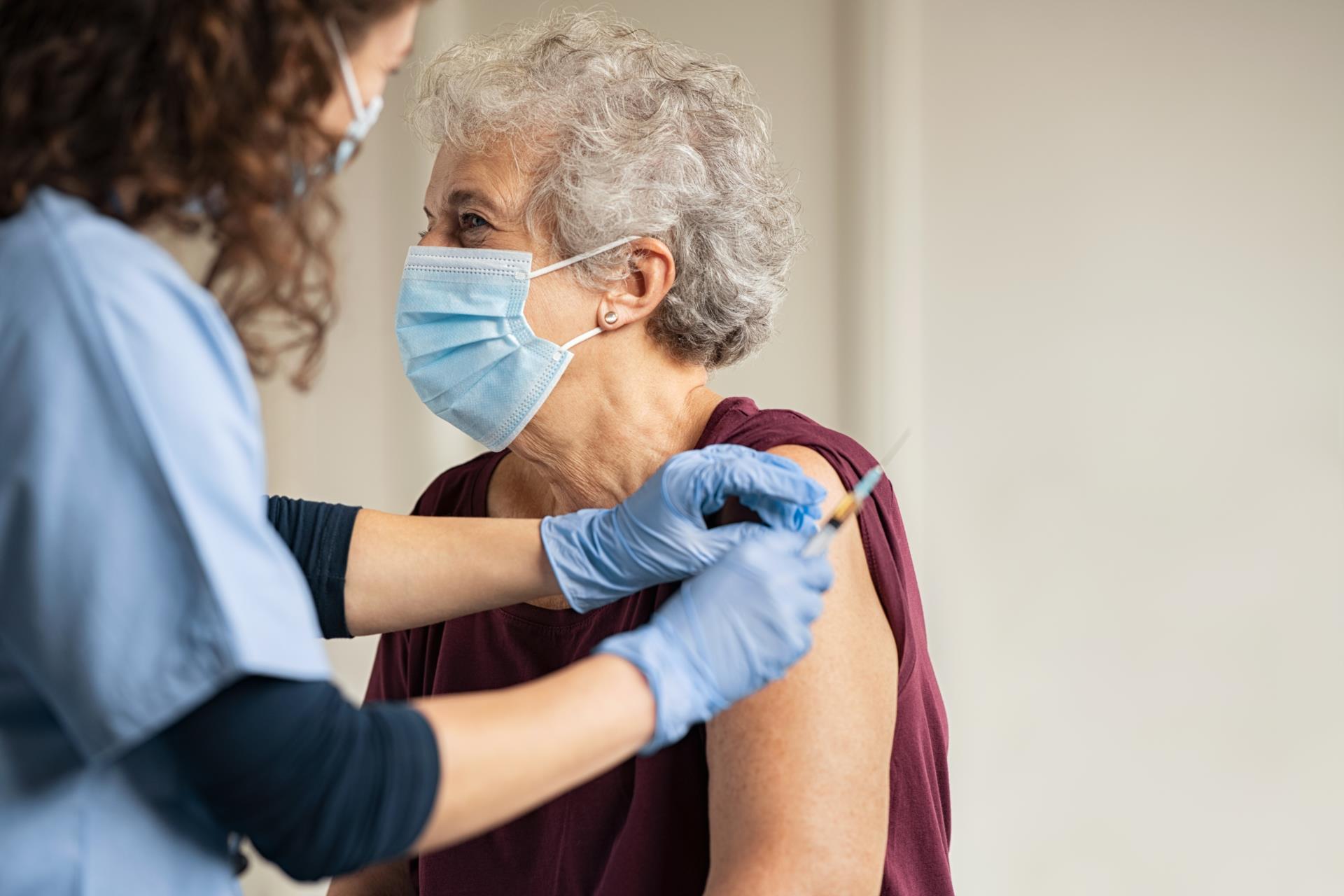 Senior getting a vaccine